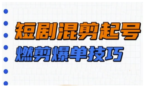 短剧实操教学，短剧混剪起号燃剪爆单技巧-网创先锋