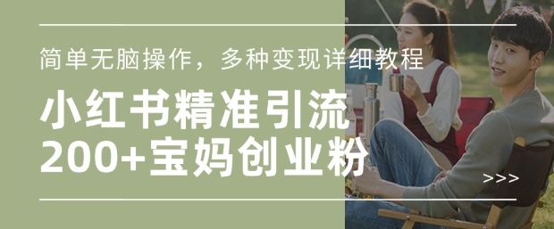 小红书混剪日引200+宝妈创业粉，简单无脑操作，多种变现详细教程-网创先锋