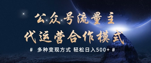 公众号流量主代运营  多种变现方式 轻松日入5张【揭秘】-网创先锋