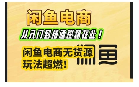 闲鱼电商实战课，从入门到精通秘籍在此，闲鱼电商无货源玩法超燃!-网创先锋