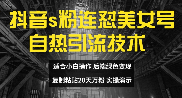 抖音s粉连怼美女号自热引流技术复制粘贴，20天万粉账号，无需实名制，矩阵操作【揭秘】-网创先锋