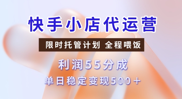 快手小店代运营3.0，模式新升级，收益55分，稳定单日5张【揭秘】-网创先锋