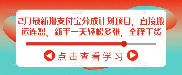2月最新撸支付宝分成计划项目，直接搬运连怼，新手一天轻松多张，全程干货-网创先锋