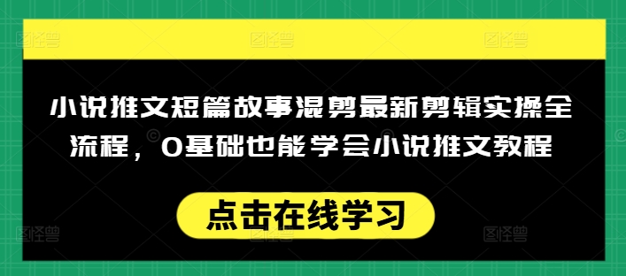 小说推文短篇故事混剪最新剪辑实操全流程，0基础也能学会小说推文教程，肯干多发日入多张-网创先锋