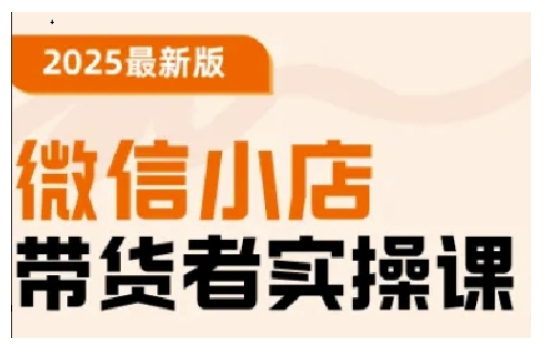 2025最新版微信小店带货者实操课，基础操作到高级运营技巧，快速上手-网创先锋