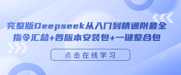 完整版Deepseek从入门到精通附最全指令汇总+各版本安装包+一键整合包-网创先锋