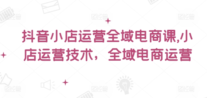抖音小店运营全域电商课，​小店运营技术，全域电商运营-网创先锋