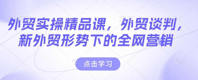 外贸实操精品课，外贸谈判，新外贸形势下的全网营销-网创先锋