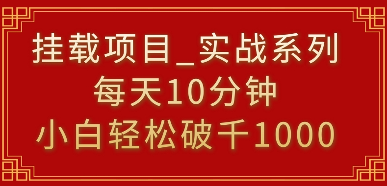 挂载项目，小白轻松破1000，每天10分钟，实战系列保姆级教程【揭秘】-网创先锋