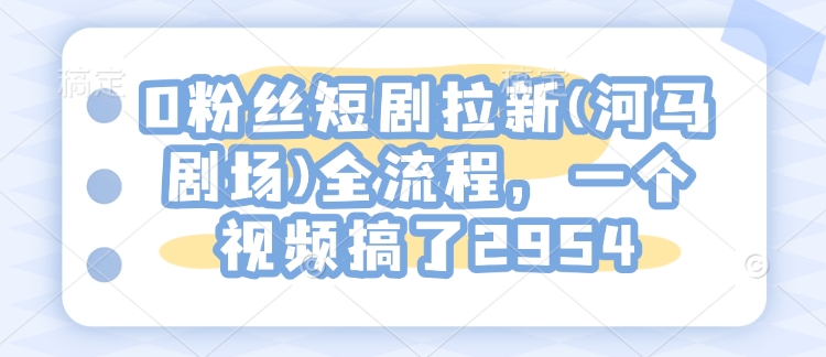 0粉丝短剧拉新(河马剧场)全流程，一个视频搞了2954-网创先锋