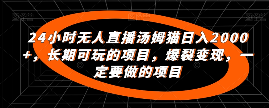 24小时无人直播汤姆猫日入2000+，长期可玩的项目，爆裂变现，一定要做的项目【揭秘】-网创先锋