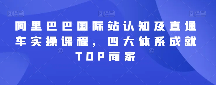 阿里巴巴国际站认知及直通车实操课程，四大体系成就TOP商家-网创先锋