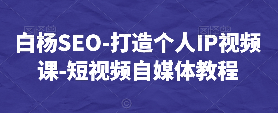 白杨SEO-打造个人IP视频课-短视频自媒体教程-网创先锋