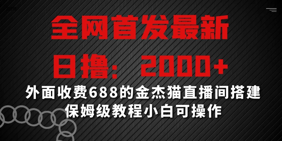 全网首发最新，日撸2000+，外面收费688的金杰猫直播间搭建，保姆级教程小白可操作【揭秘】-网创先锋