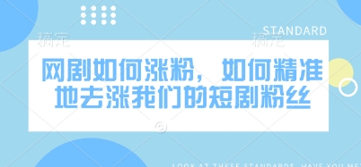 网剧如何涨粉，如何精准地去涨我们的短剧粉丝-网创先锋