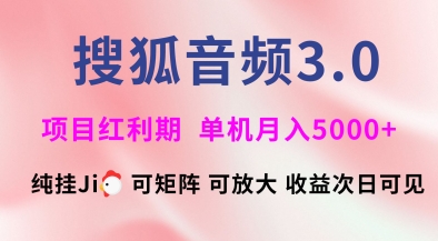 搜狐音频挂ji3.0.可矩阵可放大，独家技术，稳定月入5000+【揭秘】-网创先锋