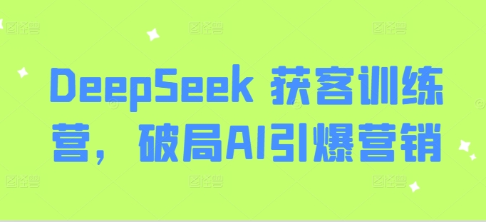 DeepSeek 获客训练营，破局AI引爆营销-网创先锋