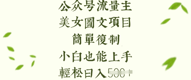 流量主长期收益项目，美女图片简单复制，小白也能上手，轻松日入5张-网创先锋