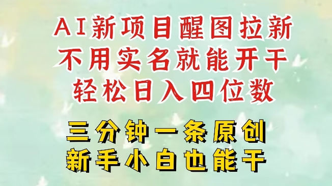 AI新风口，2025拉新项目，醒图拉新强势来袭，五分钟一条作品，单号日入四位数-网创先锋