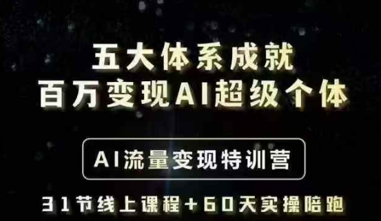 五大体系成就百万变现AI超级个体- AI流量变现特训营，一步一步教你一个人怎么年入百W-网创先锋