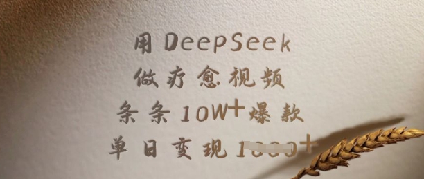 用DeepSeek做疗愈视频，条条10W+爆款，单日变现多张-网创先锋