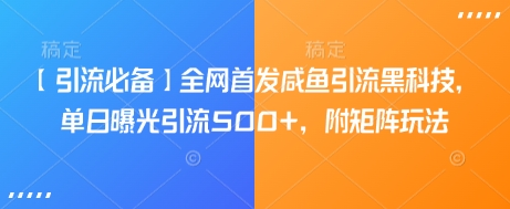 【引流必备】全网首发咸鱼引流黑科技，单日曝光引流500+，附矩阵玩法【揭秘】-网创先锋
