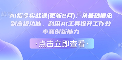 AI指令实战课(更新2月)，从基础概念到高级功能，利用AI工具提升工作效率和创新能力-网创先锋