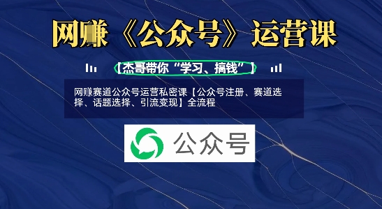 网创赛道公众号运营私密课【公众号注册、赛道选择、话题选择、引流变现】全流程-网创先锋