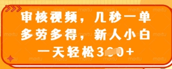 审核视频，几秒一单，多劳多得，新人小白一天轻松3张【揭秘】-网创先锋