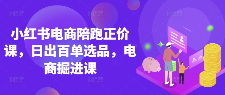 小红书电商陪跑正价课，小红书官方认证电商讲师教学，日出百单选品，电商掘进课-网创先锋