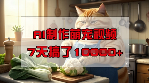靠AI制作萌宠视频，操作简单门槛低，有手机就行，7天搞了1W-网创先锋