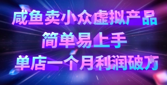 咸鱼卖小众虚拟产品，简单易上手，单店一个月利润破W-网创先锋