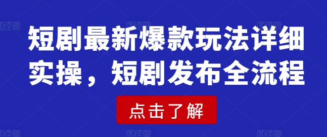 短剧最新爆款玩法详细实操，短剧发布全流程-网创先锋