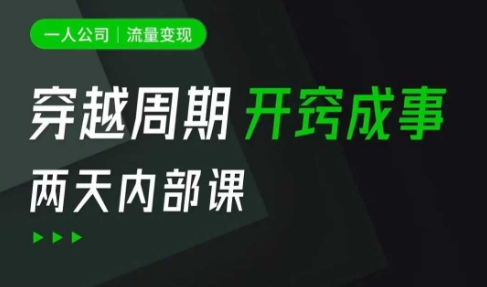 一人公司：流量变现课，一人公司的方法模型拆解， 拆解富人思维，流量思维，小老板思维等-网创先锋