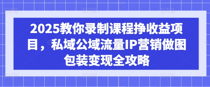 2025教你录制课程挣收益项目，私域公域流量IP营销做图包装变现全攻略-网创先锋