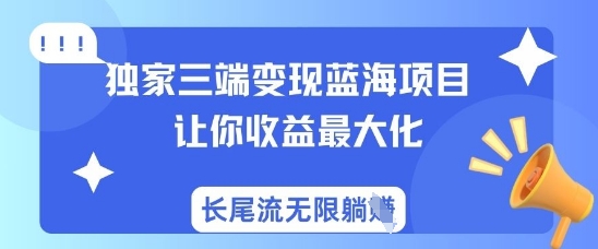 独家三端变现蓝海项目，让你收益最大化，长尾流无限躺挣-网创先锋