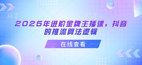 2025年进阶金牌主播课，抖音的推流算法逻辑-网创先锋