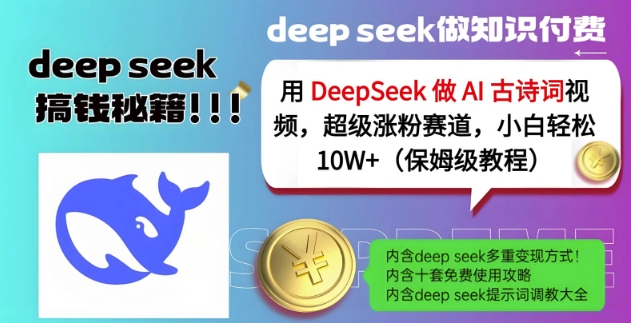 用DeepSeek做AI古诗词视频，超级涨粉赛道，小白轻松涨粉10W+(保姆级教程)-网创先锋