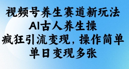 视频号养生赛道新玩法，AI古人养生操，疯狂引流变现，操作简单，单日变现多张-网创先锋