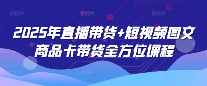 2025年直播带货+短视频图文商品卡带货全方位课程（更新4月）-网创先锋