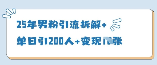 25年男粉引流拆解+单日引200人+变现多张-网创先锋