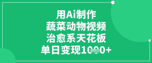 用Ai制作蔬菜动物视频，治愈系天花板，单日变现1k-网创先锋