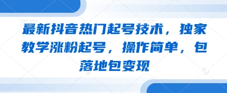 最新抖音热门起号技术，独家教学涨粉起号，操作简单，包落地包变现-网创先锋