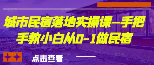 城市民宿落地实操课—手把手教小白从0-1做民宿-网创先锋