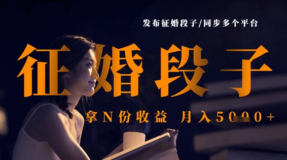 发布征婚段子，同步多个平台，拿N份收益，月入5k-网创先锋