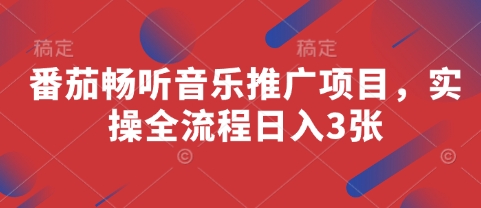 番茄畅听音乐推广项目，实操全流程日入3张-网创先锋