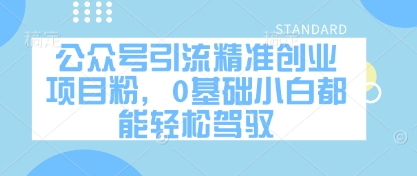 公众号引流精准创业项目粉，0基础小白都能轻松驾驭-网创先锋