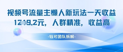 视频号流量主懒人新玩法，一天收益1k，人群精准收益高-网创先锋