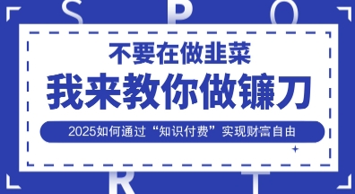 韭菜生涯终结者，我来教你做镰刀，2025如何通过“知识付费”实现财F自由【揭秘】-网创先锋