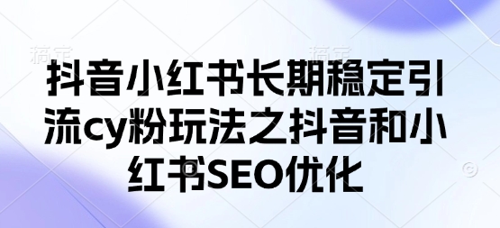 抖音小红书长期稳定引流cy粉玩法之抖音和小红书SEO优化-网创先锋